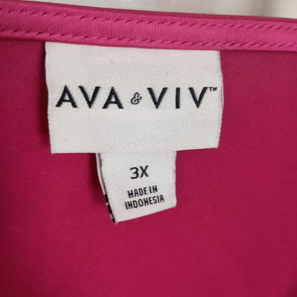 New Ava & Viv A-Line Drape Neckline Sleeveless Satin Dress Is Fuschia Size 3X 🌺 - Picture 4 of 5